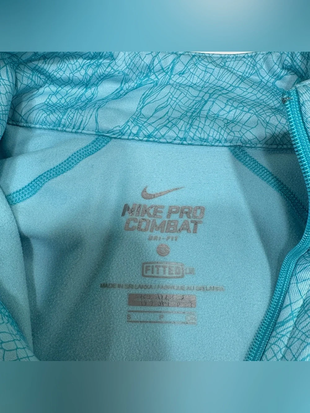 Nike Pro Combat Therma-Fit 1/4 Zip Pullover Women’s Small Blue Dri-Fit Fitted